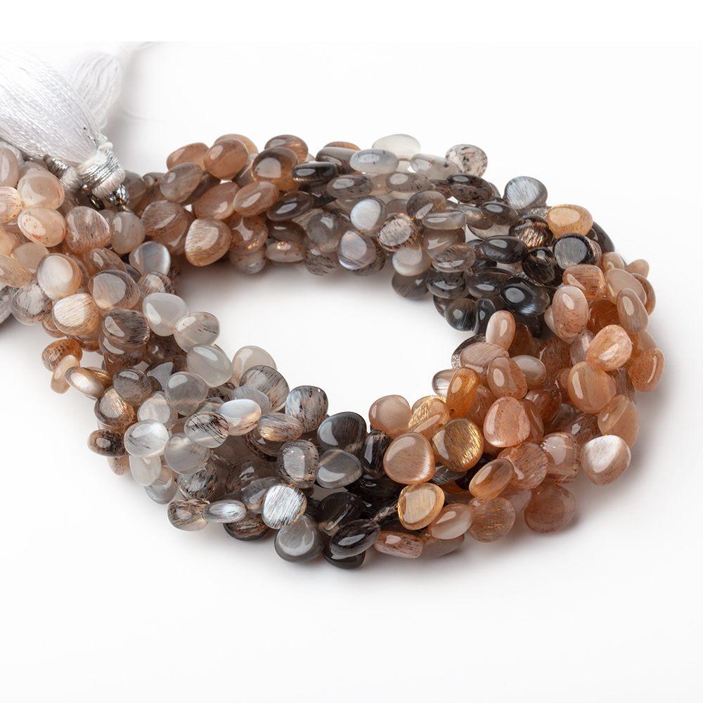 5.5-6.5mm Sunstone & Moonstone Plain Heart Beads 8.5 inch 50 pieces - Beadsofcambay.com