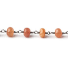 5.5-6mm Angel Skin Peach Moonstone plain rondelles Black Gold plated Chain by the foot 27 beads per - Beadsofcambay.com