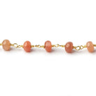 5.5-6mm Angel Skin Peach Moonstone plain rondelles Gold plated Chain by the foot 27 beads per - Beadsofcambay.com