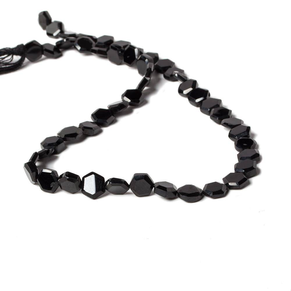 5.5-6mm Black Spinel bezel faceted hexagon beads 13 inch 50 pieces - Beadsofcambay.com