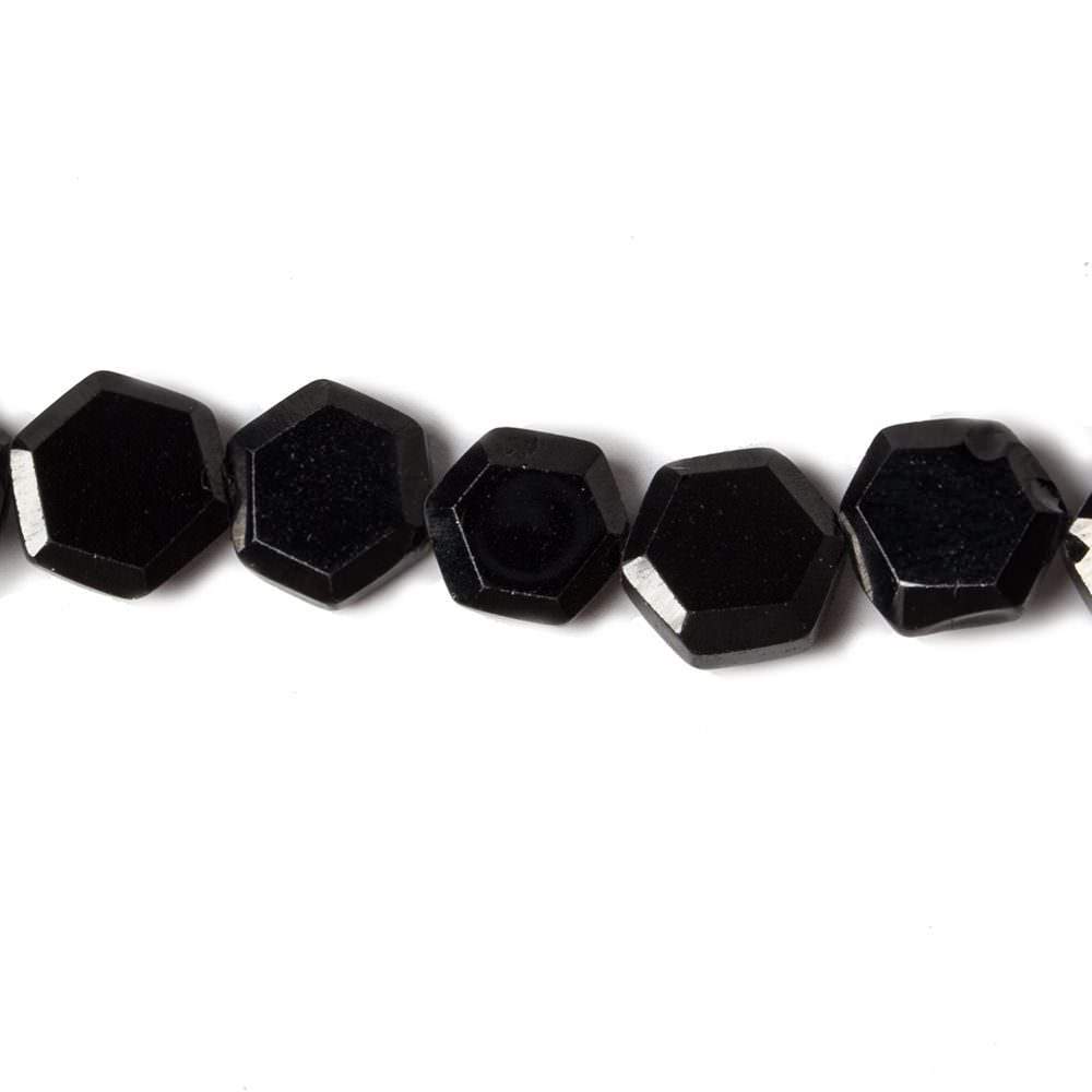 5.5-6mm Black Spinel bezel faceted hexagon beads 13 inch 50 pieces - Beadsofcambay.com