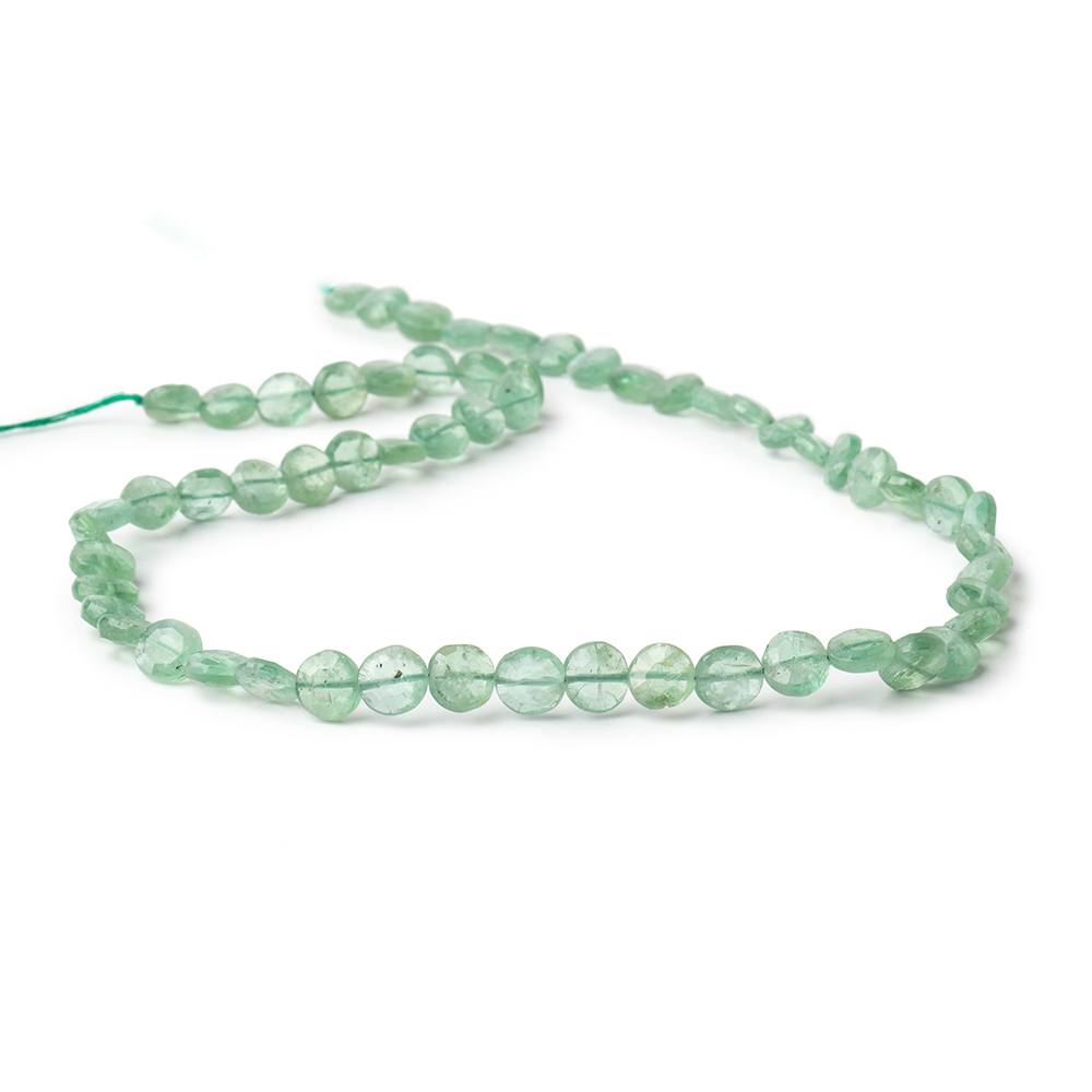 5.5-6mm Green Kyanite Faceted Coin Beads 14 inch 54 pieces - Beadsofcambay.com