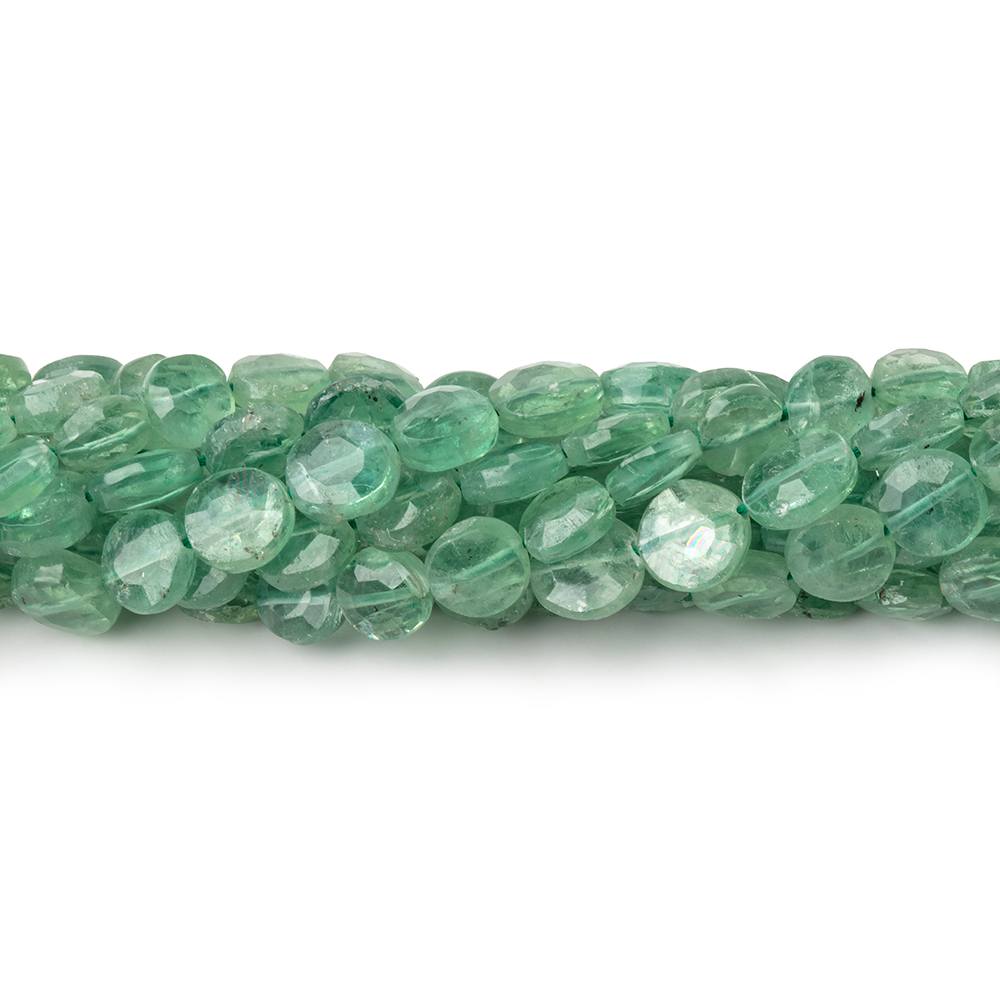 5.5-6mm Green Kyanite Faceted Coin Beads 14 inch 54 pieces - Beadsofcambay.com