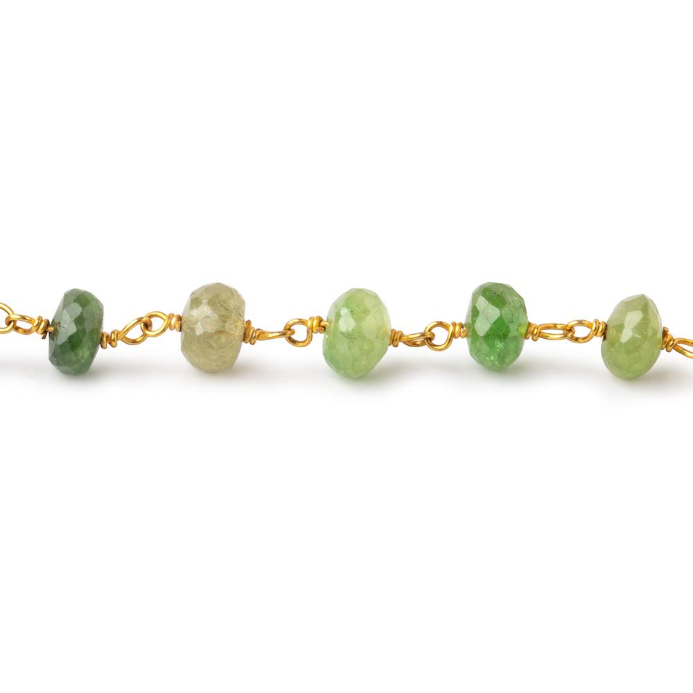 5.5-6mm Grossular Garnet Faceted Rondelles on Vermeil Chain with 34 beads per foot - Beadsofcambay.com