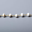 5.5-6mm Matte Tan Agate faceted rondelle Gold Chain by the foot 31 pcs - Beadsofcambay.com