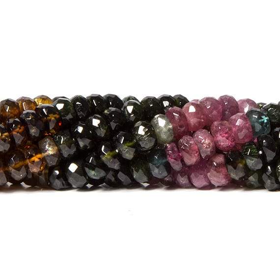 5.5-6mm Multi Color Tourmaline faceted rondelle beads 15 inch 110 pieces - Beadsofcambay.com
