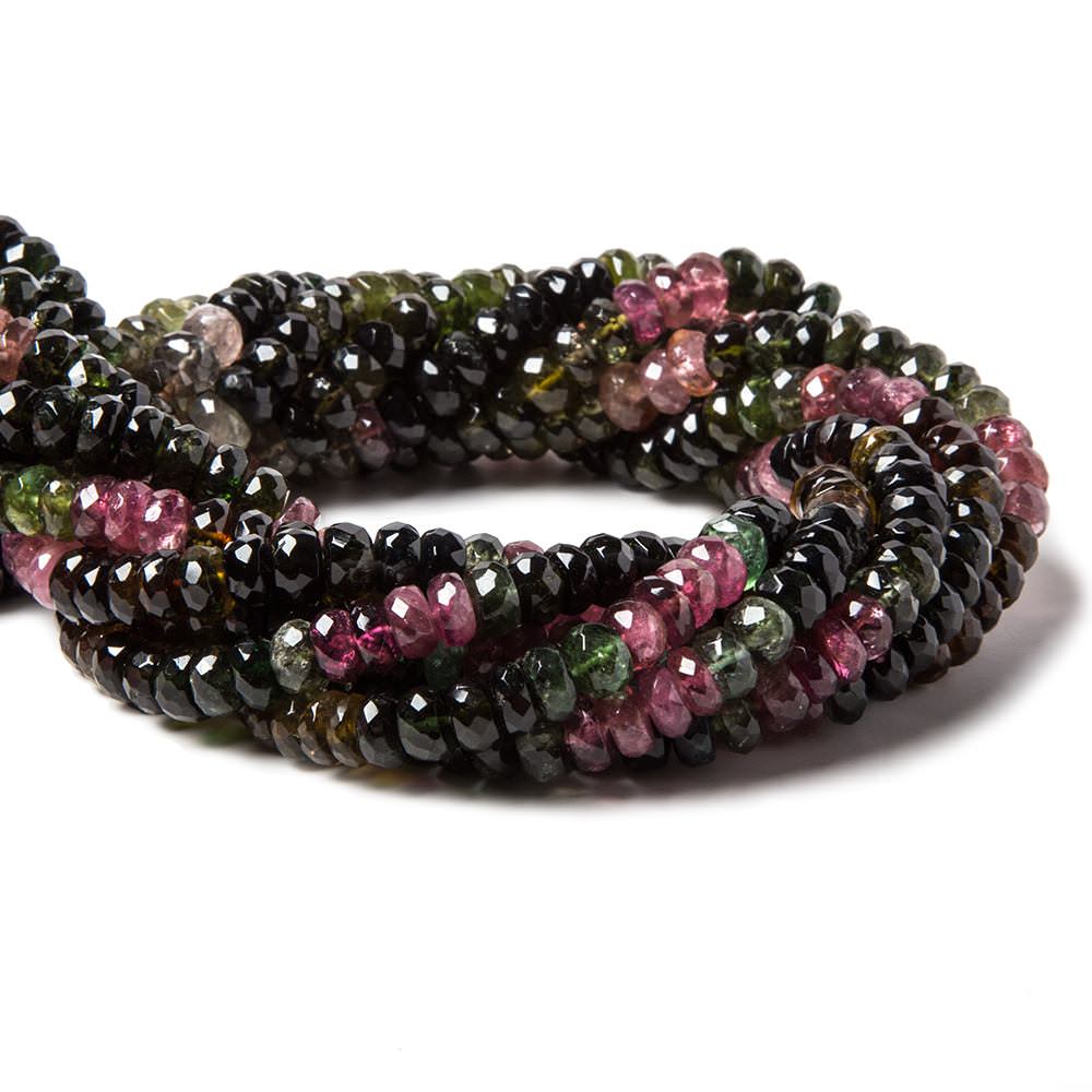 5.5-6mm Multi Color Tourmaline faceted rondelle beads 15 inch 110 pieces - Beadsofcambay.com