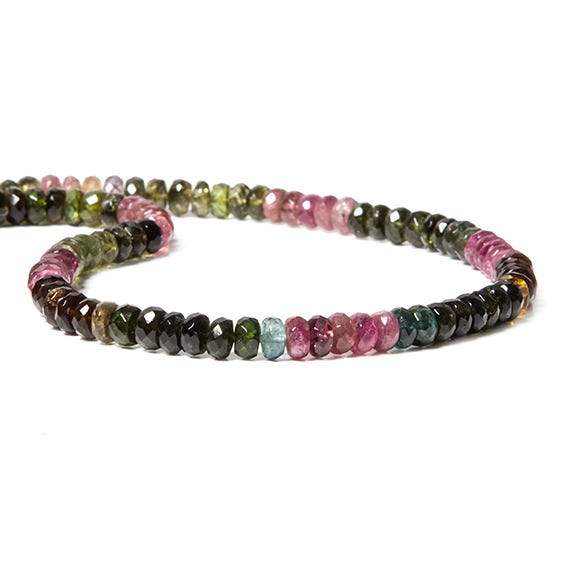 5.5-6mm Multi Color Tourmaline faceted rondelle beads 15 inch 110 pieces - Beadsofcambay.com
