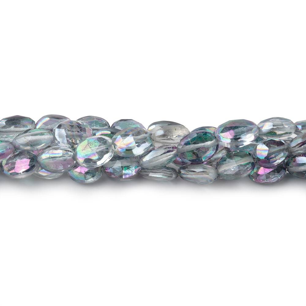 5.5-6mm Mystic Grey Topaz Faceted Oval Beads 8 inch 34 pieces - Beadsofcambay.com
