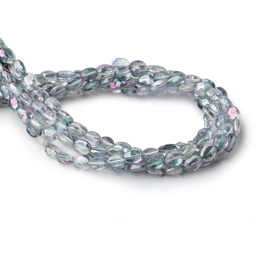 5.5-6mm Mystic Grey Topaz Faceted Oval Beads 8 inch 34 pieces - Beadsofcambay.com