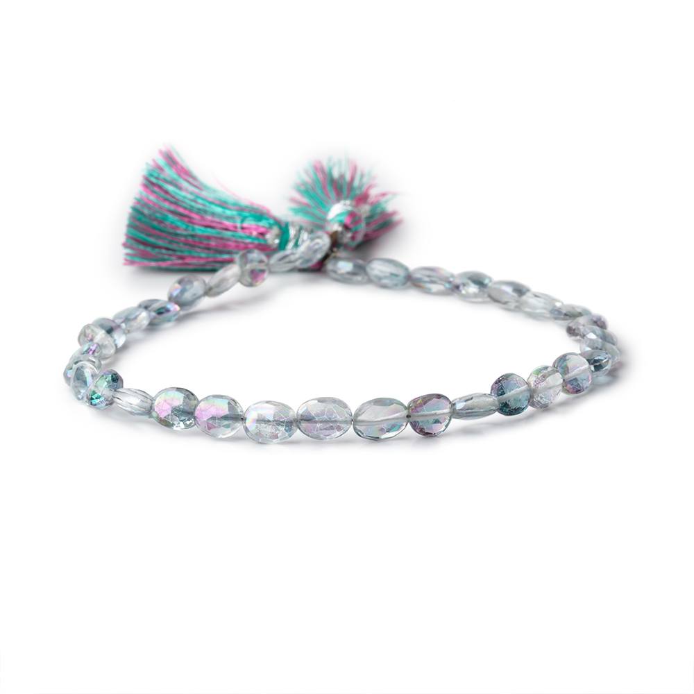 5.5-6mm Mystic Grey Topaz Faceted Oval Beads 8 inch 34 pieces - Beadsofcambay.com