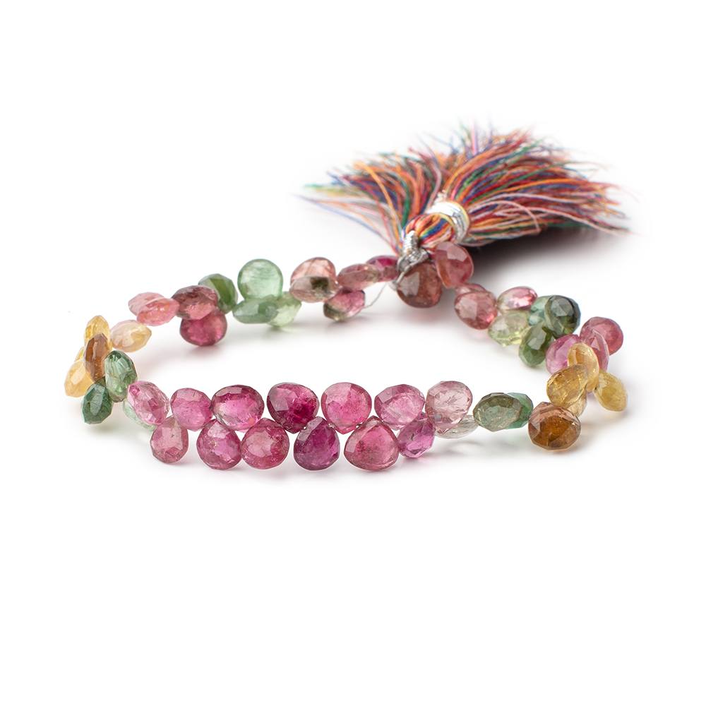5.5-6mm Tourmaline Faceted Heart Beads 7 inch 54 pieces - Beadsofcambay.com