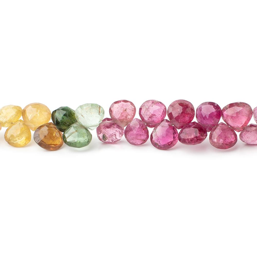 5.5-6mm Tourmaline Faceted Heart Beads 7 inch 54 pieces - Beadsofcambay.com