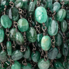 5.5-7.5mm Emerald Plain Oval Beads on Black Gold over .925 Silver Chain - Beadsofcambay.com