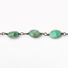 5.5-7.5mm Emerald Plain Oval Beads on Black Gold over .925 Silver Chain - Beadsofcambay.com