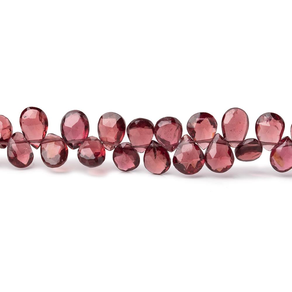 5.5-7.5mm Mozambique Garnet Faceted Pear Beads 8.5 inch 72 pieces - Beadsofcambay.com