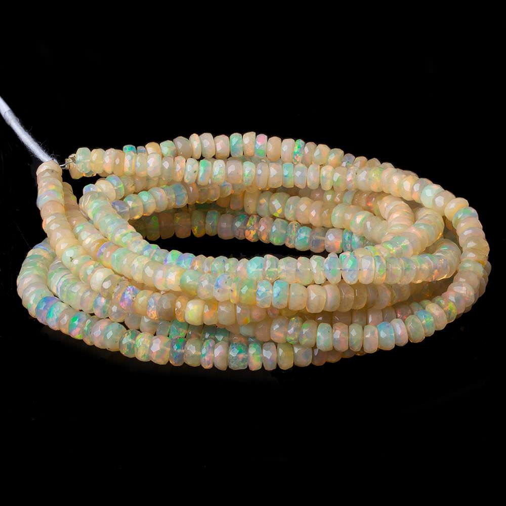 5.5-7mm Ethiopian Opal Faceted Rondelles 18 inch 140 beads AAA - Beadsofcambay.com