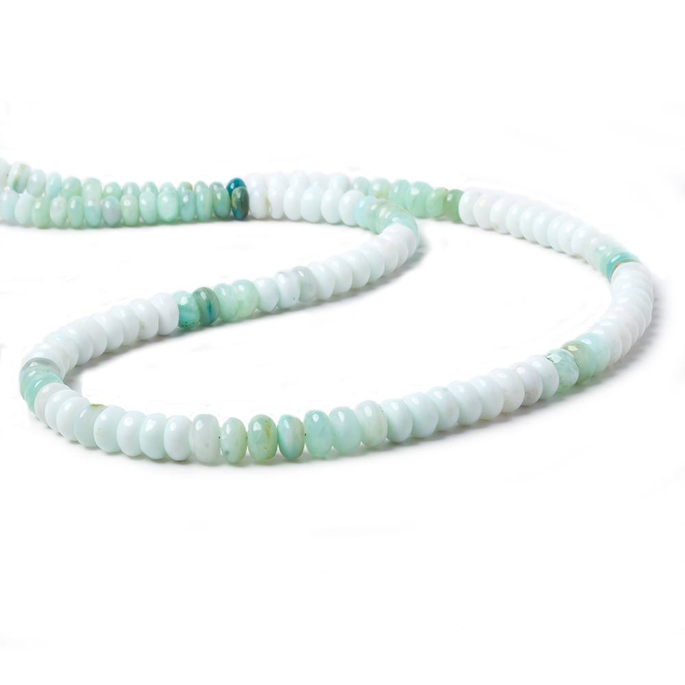 5.5-7mm Mint Blue Peruvian Opal plain rondelle beads 18 inch 128 pieces AA - Beadsofcambay.com