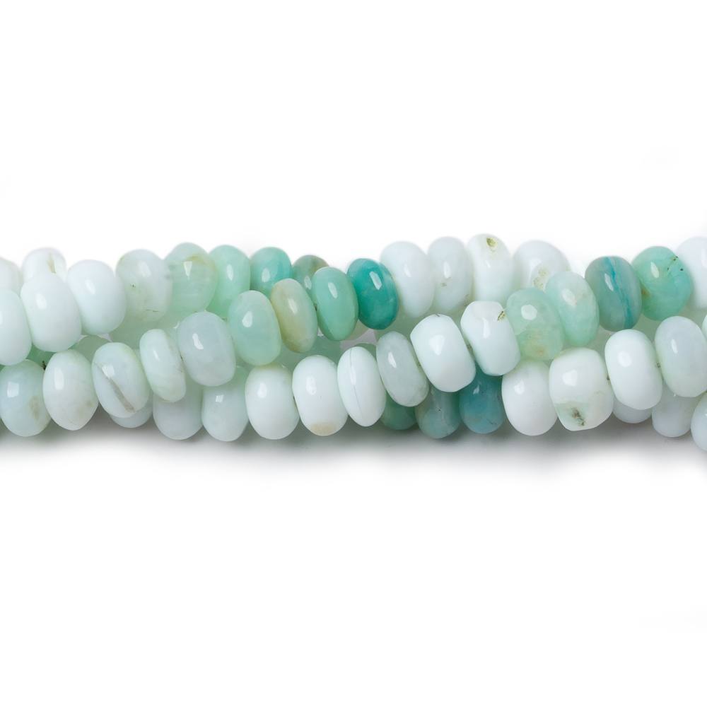 5.5-7mm Mint Blue Peruvian Opal plain rondelle beads 18 inch 128 pieces AA - Beadsofcambay.com