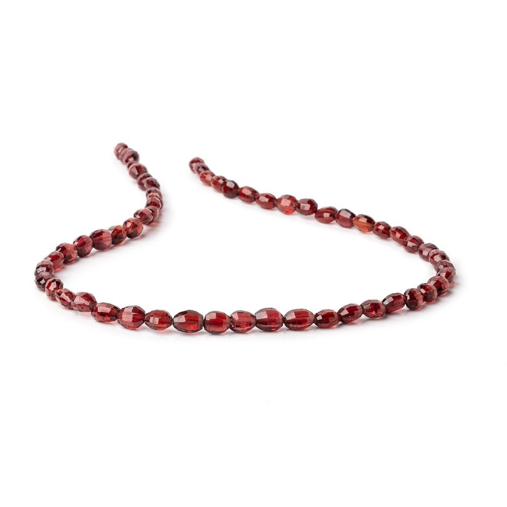 5.5-7mm Mozambique Garnet Faceted Oval Beads 14 inch 57 pieces - Beadsofcambay.com