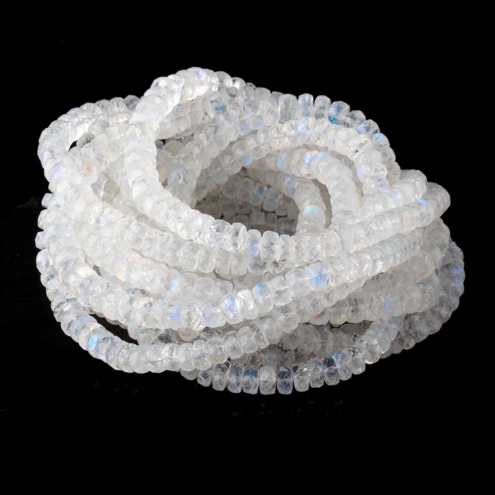 5.5-7mm Rainbow Moonstone Faceted Rondelle Beads 16 inch 112 pieces - Beadsofcambay.com