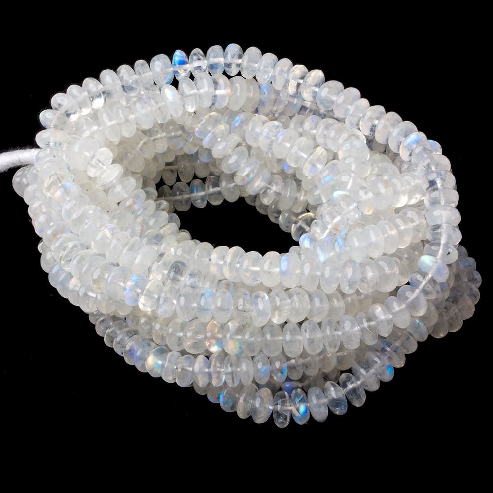 5.5-7mm Rainbow Moonstone plain rondelles beads 18 inch 135 pieces AA - Beadsofcambay.com