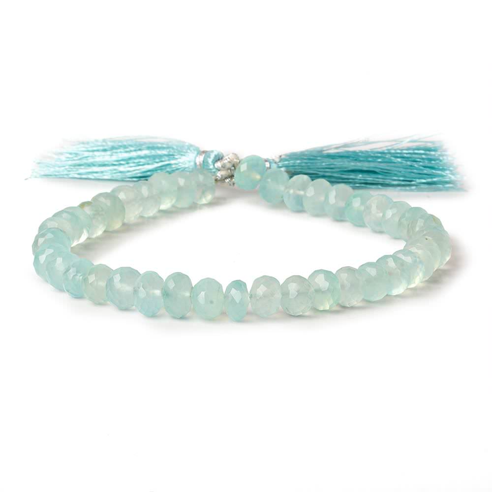 5.5-7mm Seafoam Green Chalcedony faceted rondelles 8 inch 40 beads AAA - Beadsofcambay.com