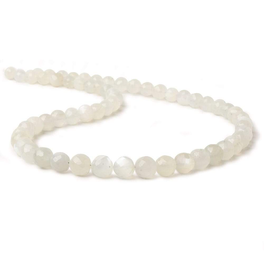 5.5-7mm White Moonstone Faceted Rounds 16 inch 60 beads AAA - Beadsofcambay.com
