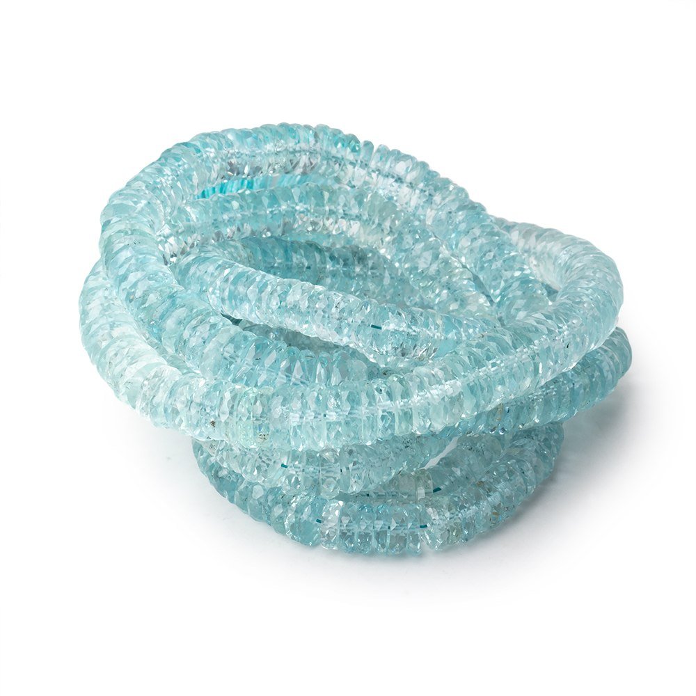 5.5-8mm Aquamarine Faceted Heshi Beads 15 inch 221 pieces AAA - Beadsofcambay.com