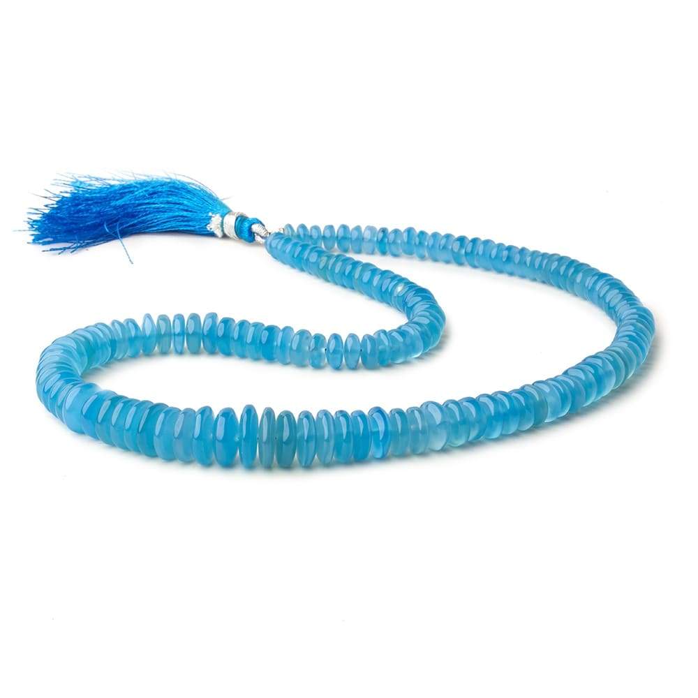 5.5-8mm Tropical Blue Chalcedony Plain Rondelle Beads 16 inch 135 pcs - Beadsofcambay.com