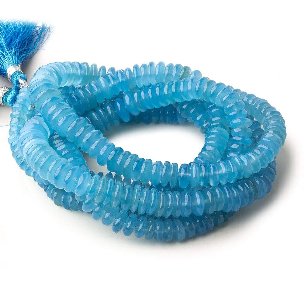5.5-8mm Tropical Blue Chalcedony Plain Rondelle Beads 16 inch 135 pcs - Beadsofcambay.com