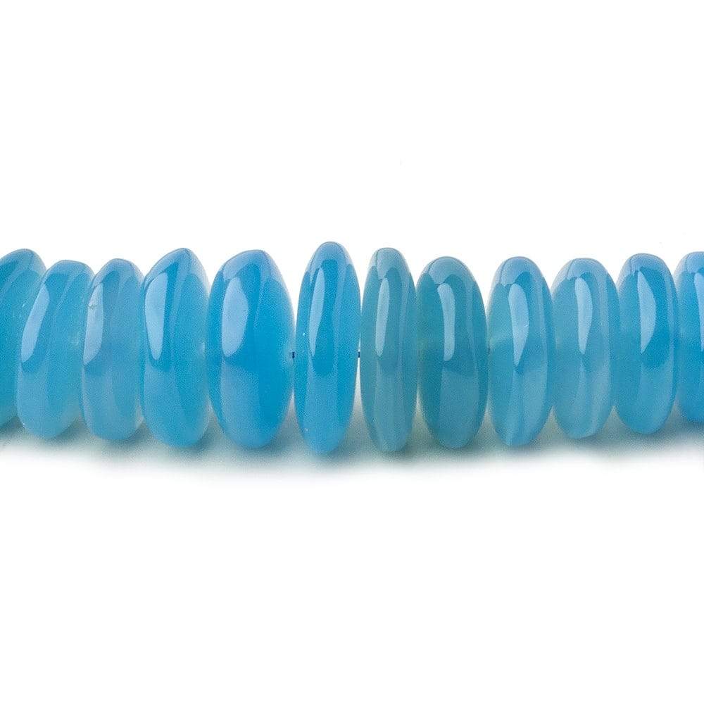 5.5-8mm Tropical Blue Chalcedony Plain Rondelle Beads 16 inch 135 pcs - Beadsofcambay.com