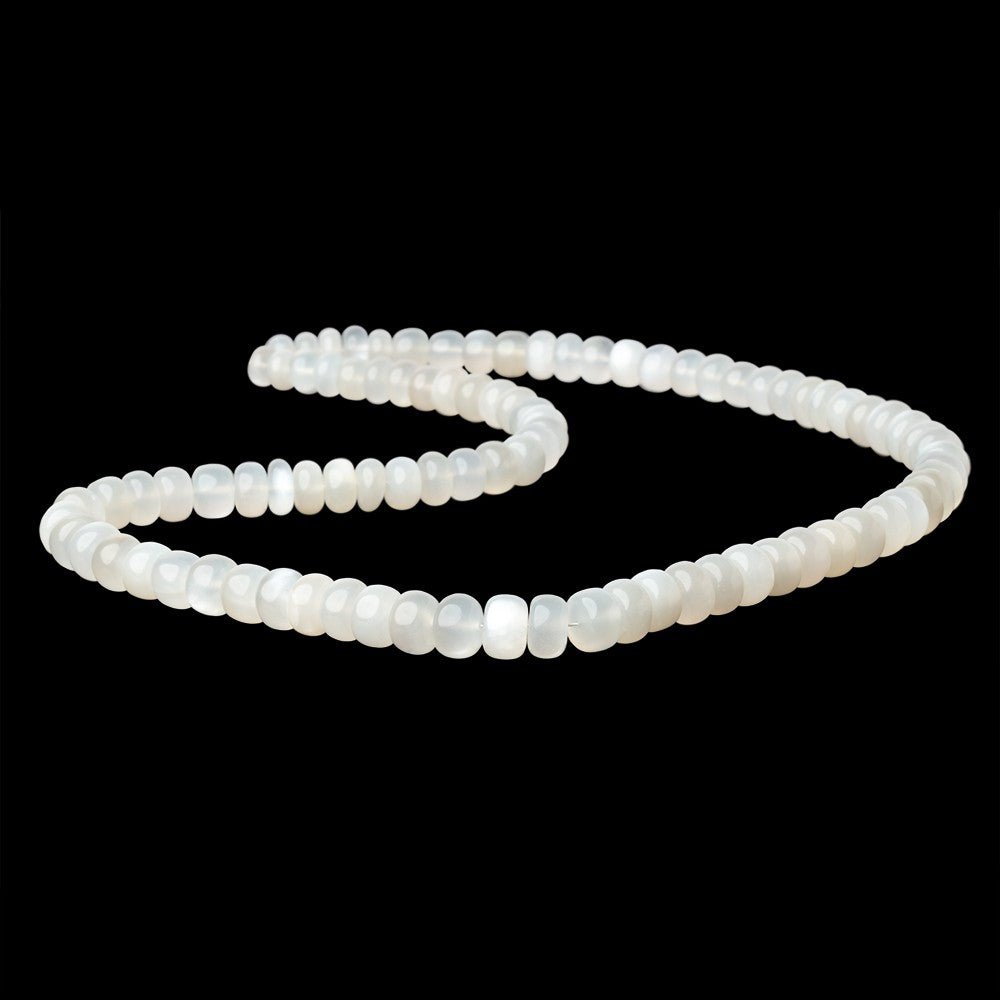 5.5-8mm White Moonstone Plain Rondelle Beads 16 inch 90 pieces - Beadsofcambay.com