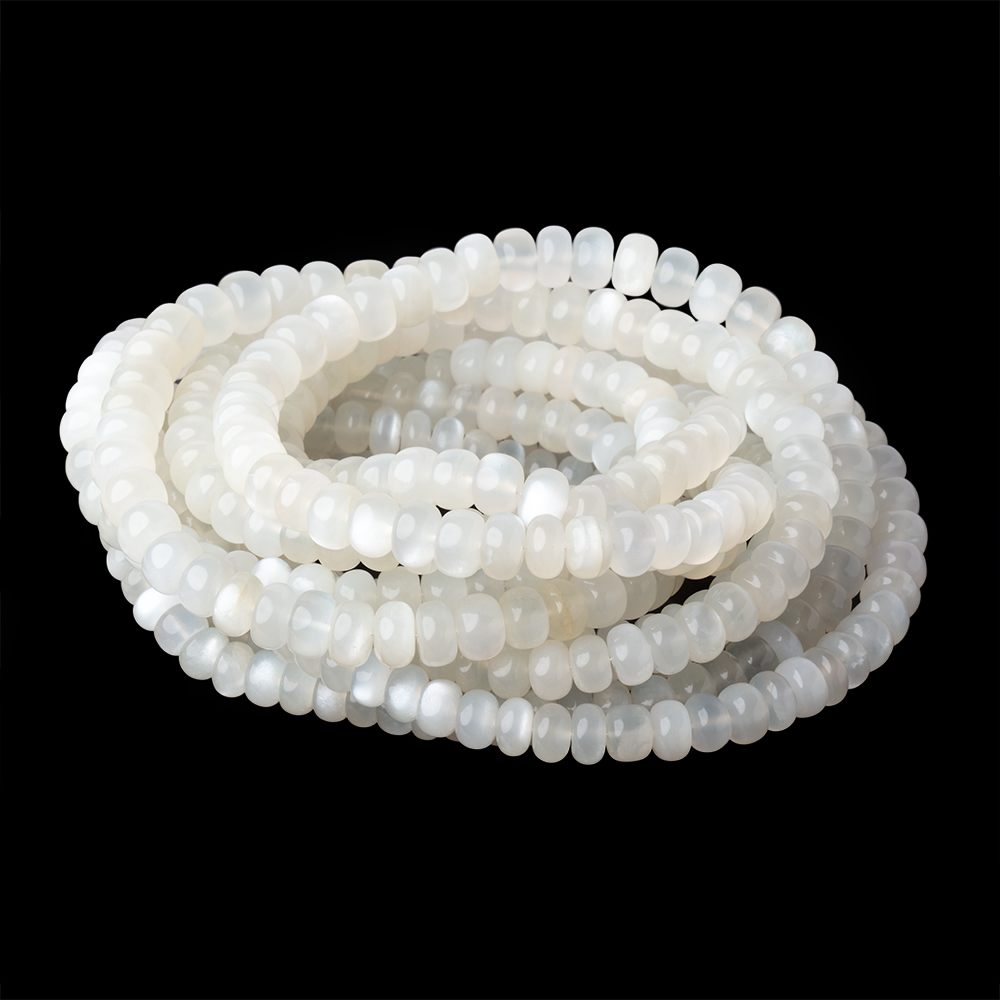 5.5-8mm White Moonstone Plain Rondelle Beads 16 inch 90 pieces - Beadsofcambay.com