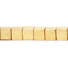 5.5mm 22kt Gold plated Copper Brushed Cube Bead 8 inch 34 pieces - Beadsofcambay.com