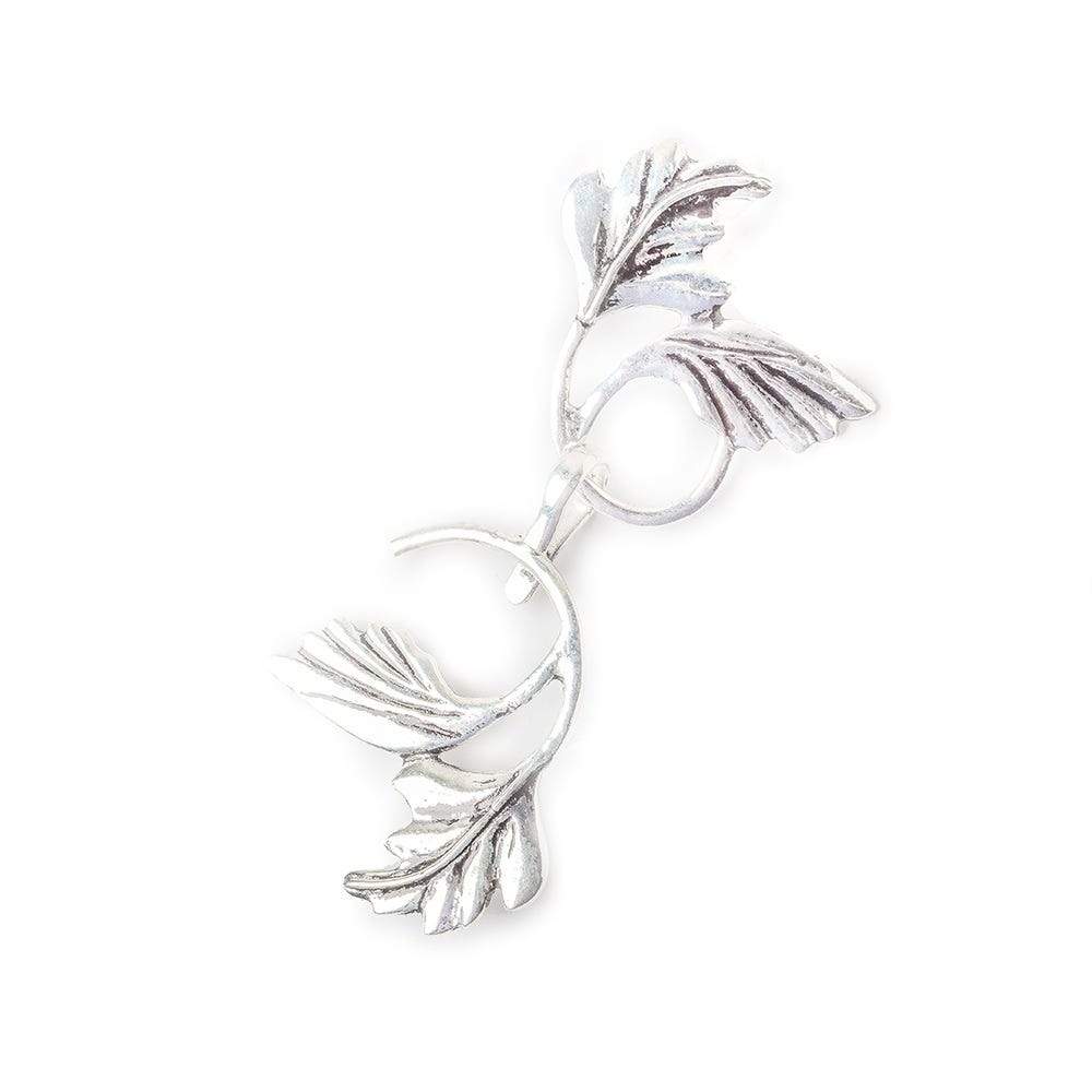55mm Antiqued Sterling Silver Hook Clasp Icanthus Leaves Design 1 piece - Beadsofcambay.com