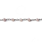 5.5mm Ice Pink Oval Pearl Black Gold .925 Silver Chain by the foot 36 pieces - Beadsofcambay.com
