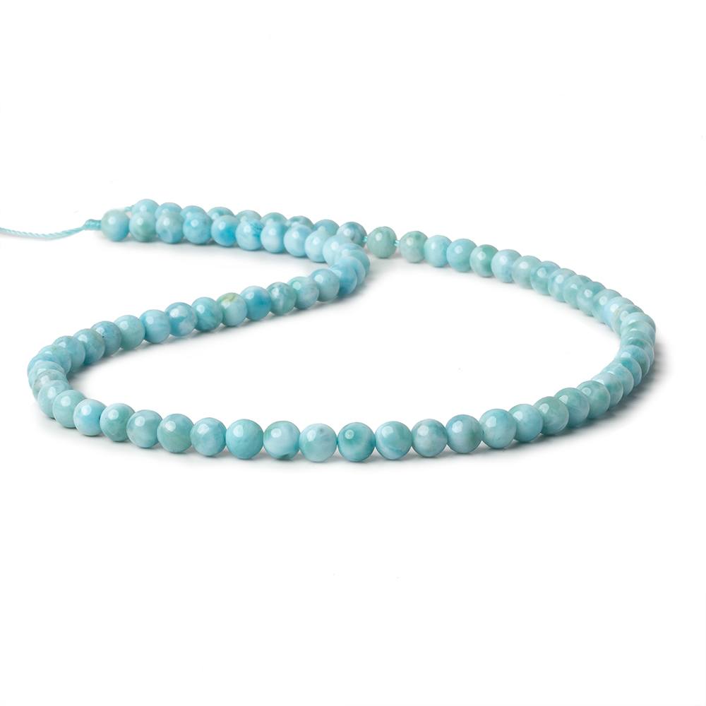 5.5mm Larimar plain rounds 15.5 inch 80 beads - Beadsofcambay.com