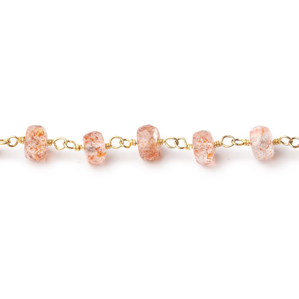 5.5mm Lepidocrocite Faceted Rondelles on Vermeil Chain - Beadsofcambay.com