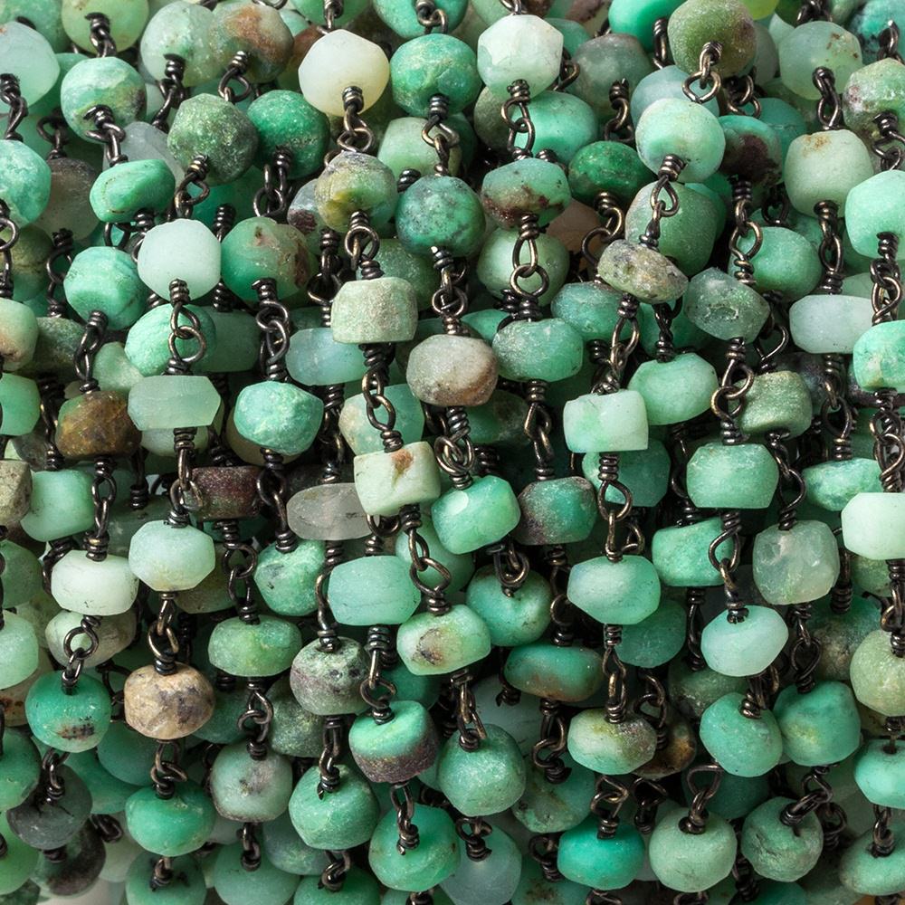 5.5mm Matte Chrysoprase rondelle Black Gold Chain by the foot 31 pieces - Beadsofcambay.com