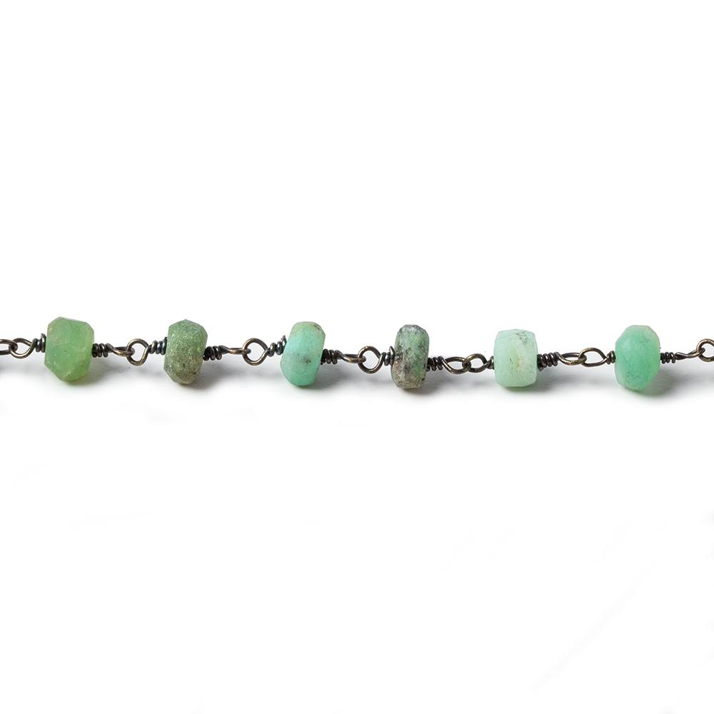 5.5mm Matte Chrysoprase rondelle Black Gold Chain by the foot 31 pieces - Beadsofcambay.com
