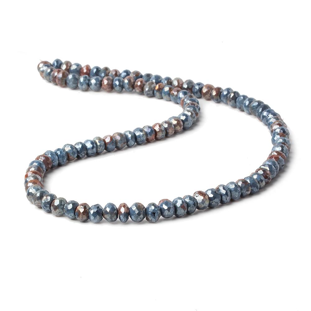 5.5mm Mystic Ferrous Blue Quartz faceted rondelle beads 16 inch 98 pieces - Beadsofcambay.com