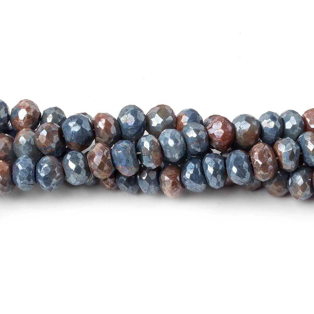 5.5mm Mystic Ferrous Blue Quartz faceted rondelle beads 16 inch 98 pieces - Beadsofcambay.com