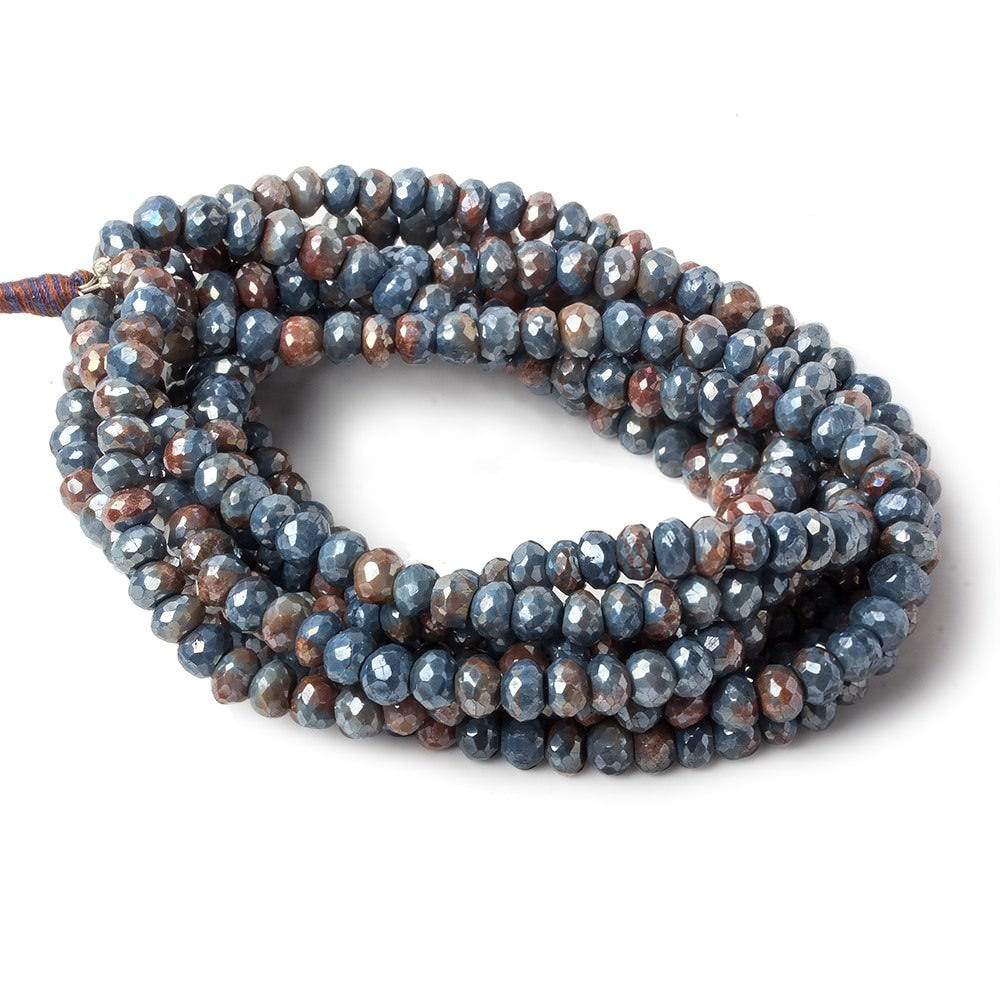 5.5mm Mystic Ferrous Blue Quartz faceted rondelle beads 16 inch 98 pieces - Beadsofcambay.com