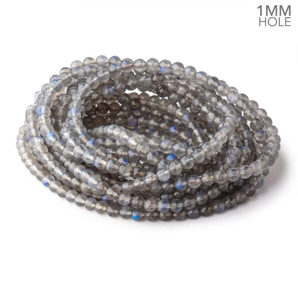 5.5mm Neon Blue flash Labradorite Faceted Rounds 18 inch 88 pieces 1mm Hole - Beadsofcambay.com