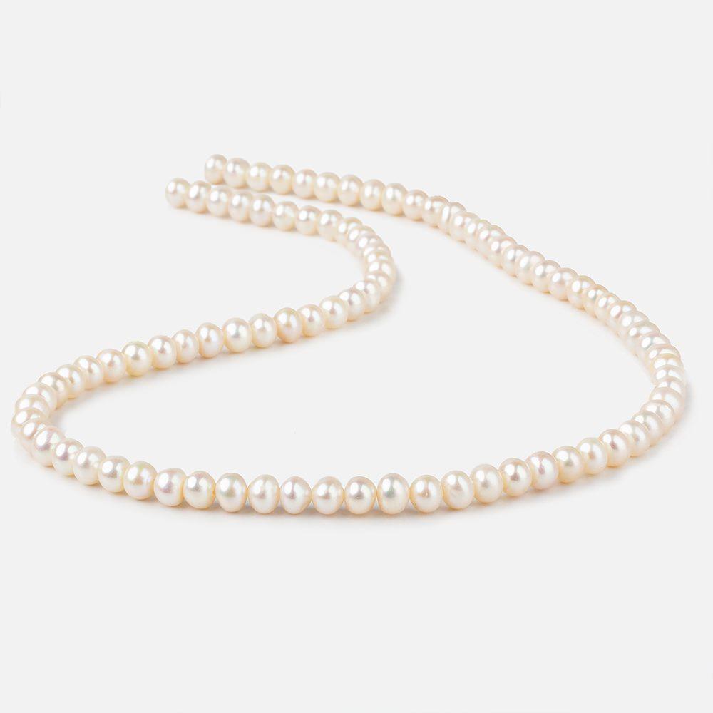 5.5mm Off White Side Drilled Off Round Freshwater Pearl 85 pieces - Beadsofcambay.com