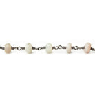 5.5mm Pink Peruvian Opal Plain Rondelle Black Gold plated Chain by the foot - Beadsofcambay.com