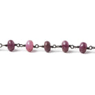 5.5mm Ruby plain rondelle Black Gold .925 Silver Chain 22 inches - Beadsofcambay.com