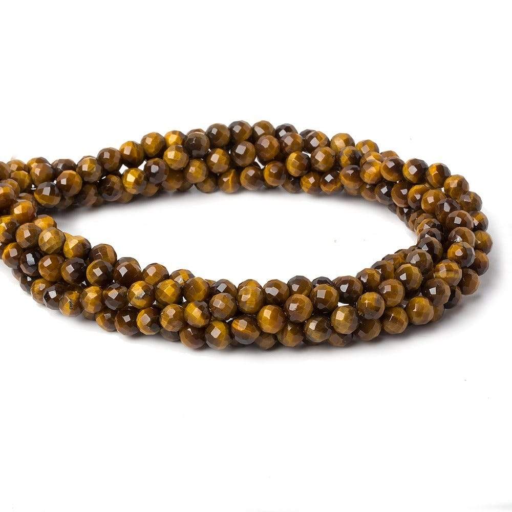 5.5mm Tiger's Eye Faceted Round Beads 14 inch 65 pieces - Beadsofcambay.com