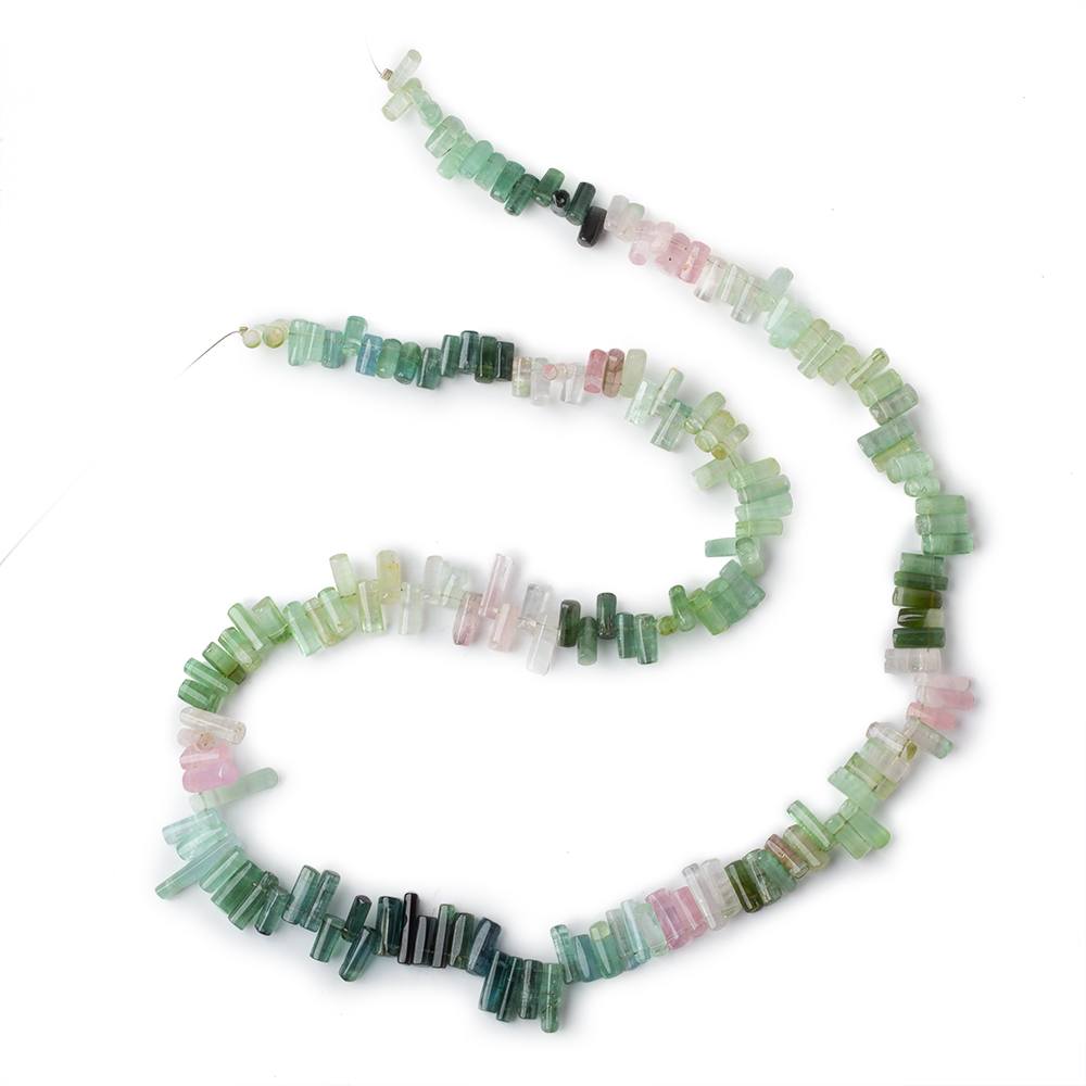 5.5x3.5-13x2.5mm Afghani Multi Color Tourmaline top drilled plain Crystals 18 inch 162 pcs - Beadsofcambay.com